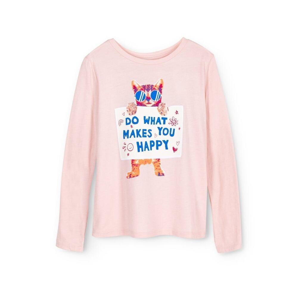 Old Navy Girls Long Sleeve Tee sz S (6/7) Long Sleeve Graphic Tee Kitty Cat